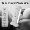 22-in-1 Power Strip Tower with 4 USB Ports & 9 AC Outlets, 10ft Extension Cable, 3-Color Night Light by DailySale