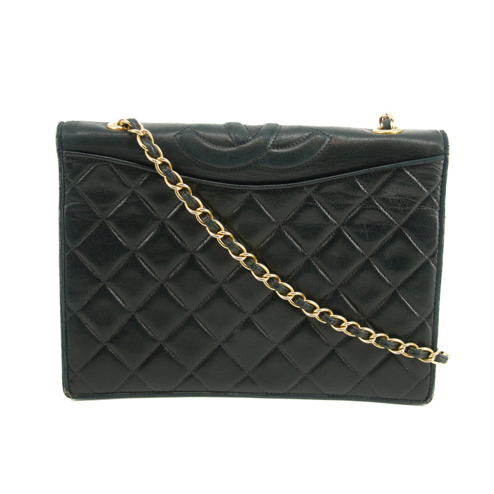 Chanel Black Lambskin Quilted Top Logo Shoulder Bag #4732 by Bolt Boutique