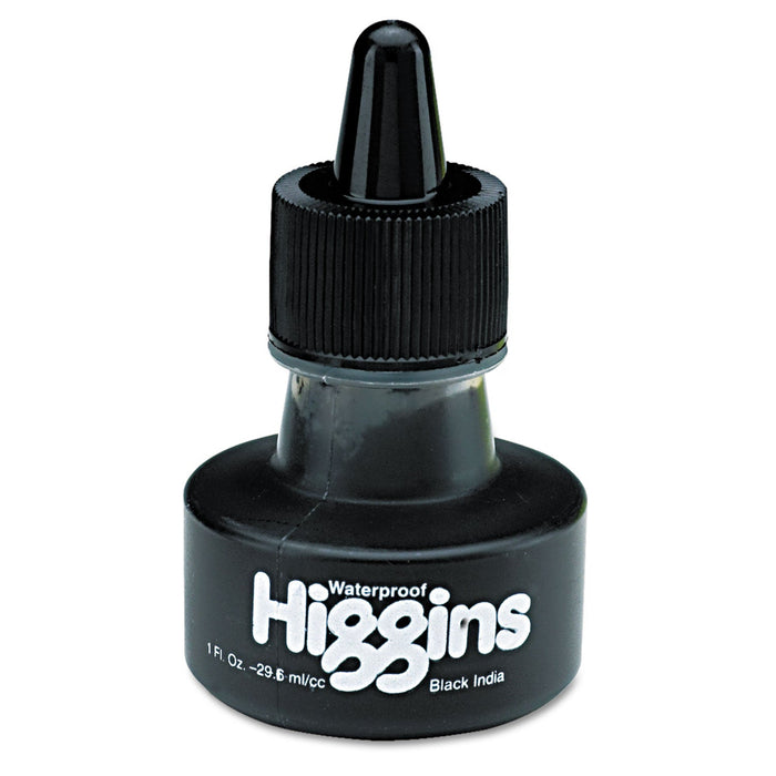 Higgins Waterproof Pigmented Drawing Ink, 1 oz Bottle, Black