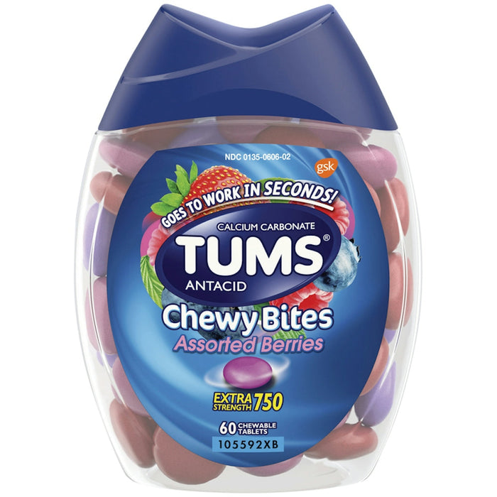 TUMS Chewy Bites Extra Strength 750 – Assorted Berries (Chewable Tablets) by Pasteur Pharmacy