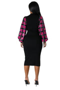 Knit Dress with Puff Sequin Sleeves by The House of Stylez
