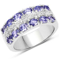 2.05 Carat Genuine Tanzanite and White Topaz .925 Sterling Silver Ring by Bids.com