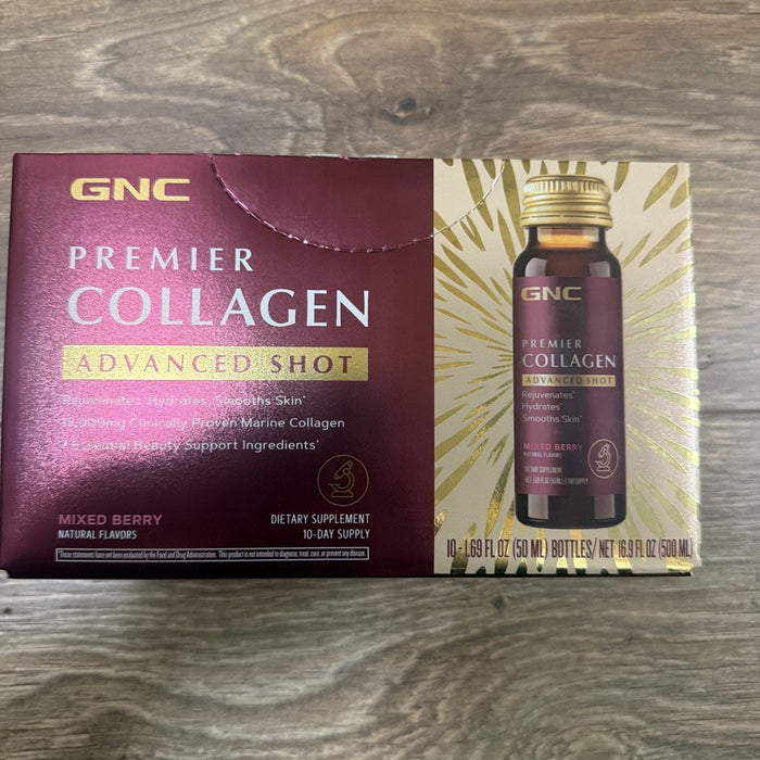 GNC Premier Collagen Advanced Shot 10 Bottles 13000mg Mixed Berry Drink by Price Is Right Miami