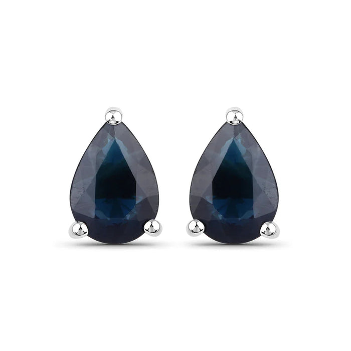 1.60 Ct Pear Blue Sapphire 10k Gold Teardrop Studs Earrings by Fine Color Jewels