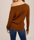 Ruched Drawstring Asymetrical Sweater - Chai by Boutique 23