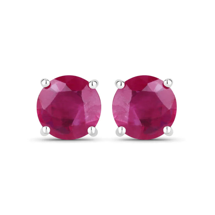 0.86 Ct Round Pink Ruby Prong 10K Gold Stud Earrings by Fine Color Jewels