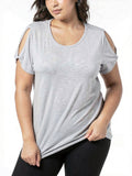 Ideology Performance Plus Size Cold-Shoulder T-Shirt, Size 3X by Vanessa Jane