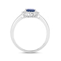0.95 Ct Oval Blue Sapphire Diamond Prong 10k Gold Halo Ring by Fine Color Jewels