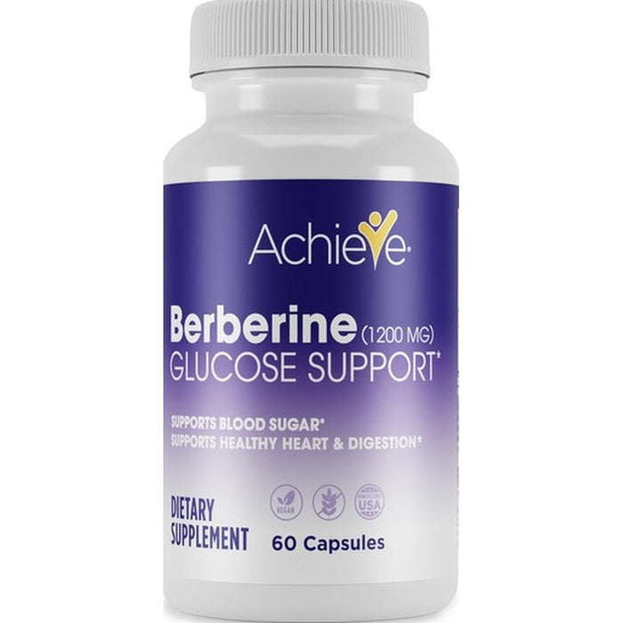 Achieve Berberine 1200mg Glucose Support, 60 Vegetable Capsules – Natural Metabolic & Immune Support by Pasteur Pharmacy