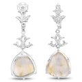 15.97 Carat Genuine Golden Rutile And White Topaz .925 Sterling Silver Earrings by Bids.com