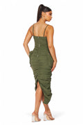 Erin Cargo Pocket Ruched Nylon Tank Dress by The House of Stylez