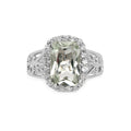3.94 Ct Cushion Green Amethyst and White Topaz Prong Silver Halo Bold Ring by Fine Color Jewels