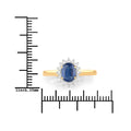 0.95 Ct Oval Blue Sapphire Diamond Prong 10k Gold Halo Ring by Fine Color Jewels