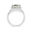 3.94 Ct Cushion Green Amethyst and White Topaz Prong Silver Halo Bold Ring by Fine Color Jewels