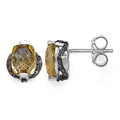 3.14 Carat Genuine Citrine & Black Diamond .925 Sterling Silver Earrings by Bids.com