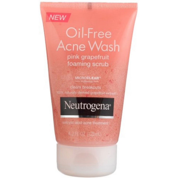 Neutrogena Acne Wash, Pink Grapefruit, Foaming Scrub, Oil Free 4.2 Fl Oz by Pasteur Pharmacy