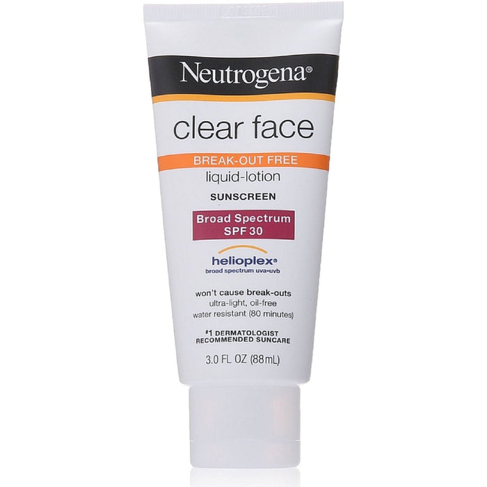 Neutrogena Clear Face Break-Out Free Liquid Lotion Sunscreen With Broad Spectrum SPF 30 - 88ml by Pasteur Pharmacy