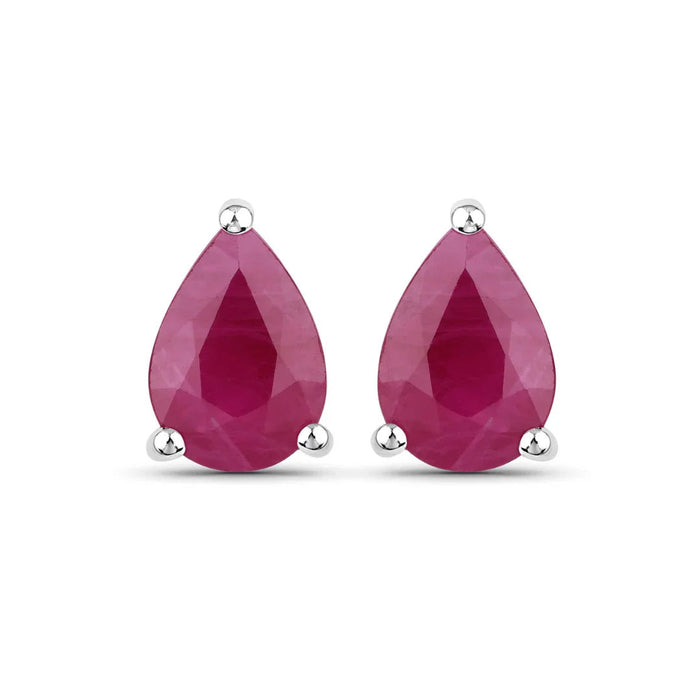 1.60 Ct Pear Pink Ruby Prong 10K gold Teardrop Stud Earrings by Fine Color Jewels