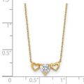 10k Gold CZ Triple Heart Necklace by Fine Color Jewels