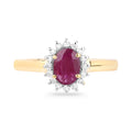 0.85 Ct Oval Pink Ruby Diamond Prong 10K Gold Halo Ring by Fine Color Jewels