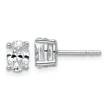 14k White Gold Lab Grown Diamond Oval Solitaire Stud Earrings by Fine Color Jewels