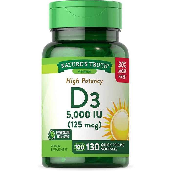 Nature's Truth Vitamin D3, High Potency, 125 Mcg, Quick Release Softgels by Pasteur Pharmacy