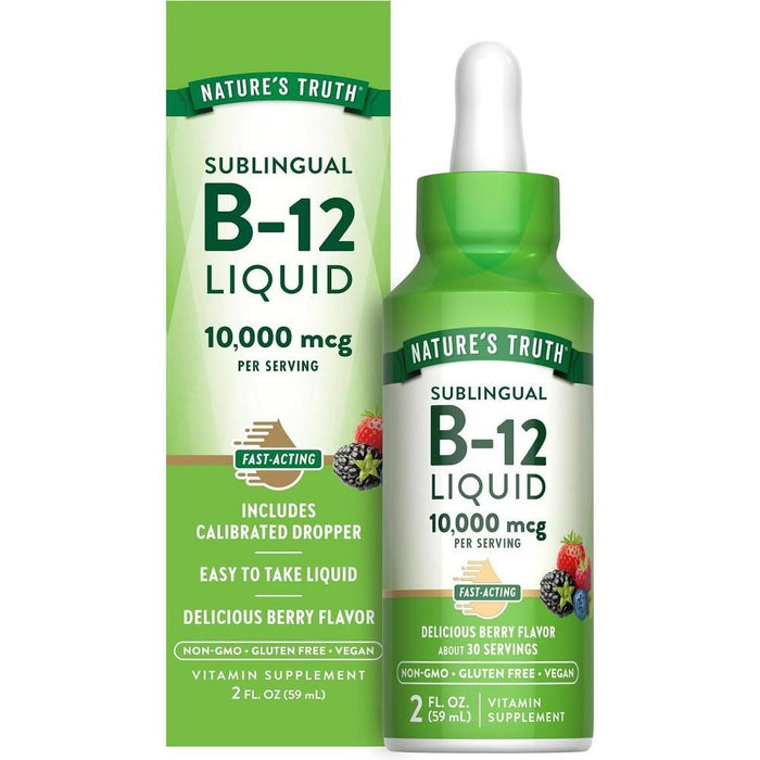 Nature's Truth Vitamin B 12, Sublingual, 1000 Mcg, Liquid, Delicious Berry Flavor 2 Fl Oz by Pasteur Pharmacy