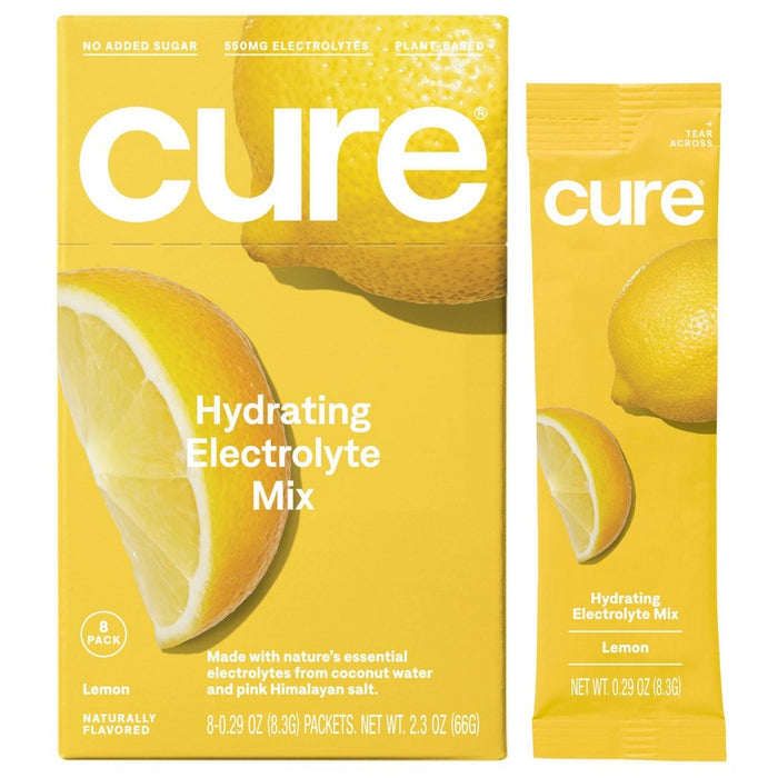 Cure Hydration Electrolyte Vegan Drink Mix Powder - Lemon - 8pk by Pasteur Pharmacy