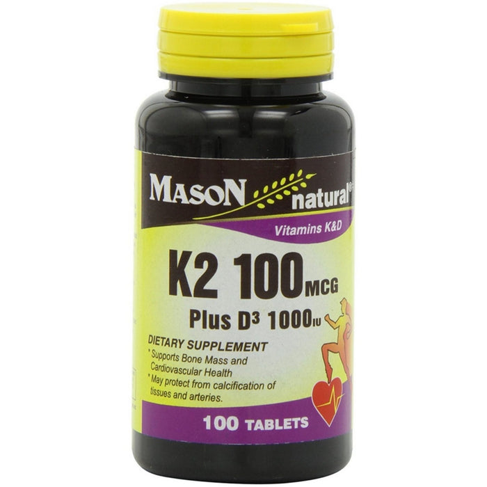 Mason Natural Vitamin K2 100 Mcg Plus D3 1000 Iu Tablets by Pasteur Pharmacy
