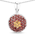 Genuine Citrine Garnet Cluster Necklace by Fine Color Jewels