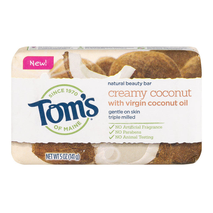 Tom's of Maine Natural Beauty Bar Soap Creamy Coconut 5 Oz by Pasteur Pharmacy