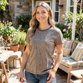 Carbon Copy Womens Striped Arrow-Embroidered Embellished T-Shirt, Size Medium by Vanessa Jane
