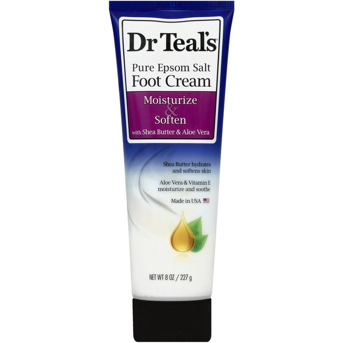 Dr Teal's Pure Epsom Salt Foot Cream, Moisturize & Soften With Shea Butter & Aloe Vera 8 Oz by Pasteur Pharmacy