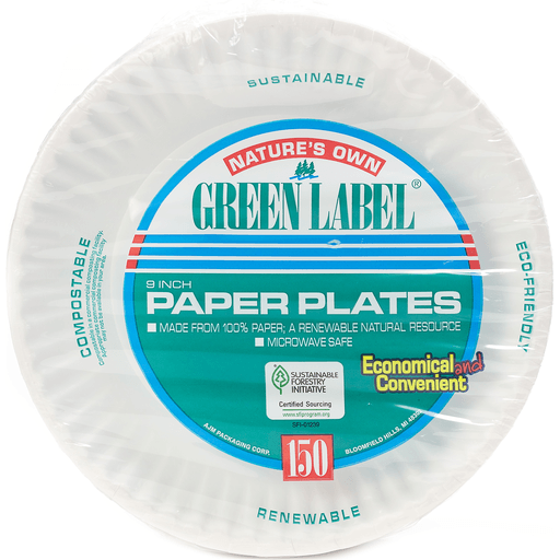 Nature’s Own Green Label Paper Plate 9 In by Pasteur Pharmacy