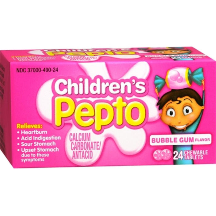 Pepto-Bismol Kids Antacid Chewable Tablets For Upset Stomach Relief, Over-the-Counter Medicine, 24 Ct by Pasteur Pharmacy