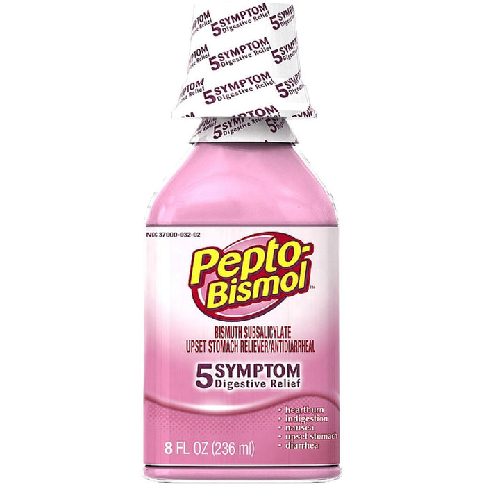 Pepto Bismol Upset Stomach Reliever/Antidiarrheal, 5 Symptom Relief 8 Fl Oz by Pasteur Pharmacy