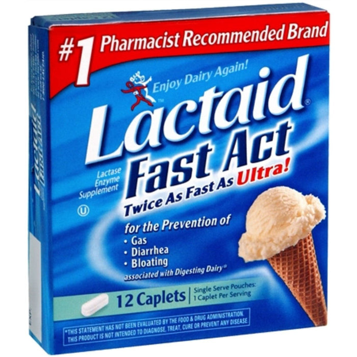 Lactaid Fast Act Lactose Intolerance Relief Caplets With Lactase Enzyme, 12 Travel Packs Of 1-ct. (Packaging May Vary) by Pasteur Pharmacy