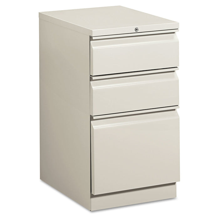 HON Brigade Mobile Pedestal with Pencil Tray Insert, Left/Right, 3-Drawers: Box/Box/File, Letter, Light Gray, 15" x 19.88" x 28"