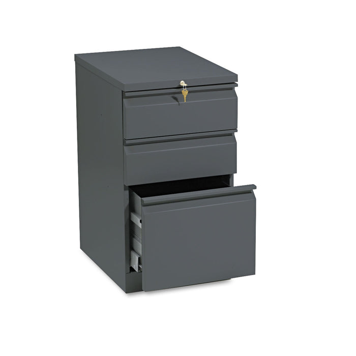 HON Brigade Mobile Pedestal with Pencil Tray Insert, Left/Right, 3-Drawers: Box/Box/File, Letter, Charcoal, 15" x 19.88" x 28"
