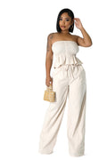 Two Piece Elastic Peplum Top & Pants Set by The House of Stylez