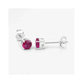 0.86 Ct Round Pink Ruby Prong 10K Gold Stud Earrings by Fine Color Jewels