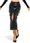 Vegan Leather Cargo Column Skirt by The House of Stylez