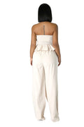 Two Piece Elastic Peplum Top & Pants Set by The House of Stylez