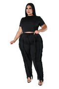 Curvy Short Sleeve Top Matching Tassel Pants by The House of Stylez