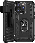 iPhone 14 Pro Max 6.7-inch Protection Kit Bundle - Military Kickstand Series Case with Tempered Glass Screen and Camera Protector - Black by Zerodamage Sahara Case LLC