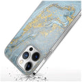 iPhone 14 Pro Max 6.7-inch Protection Kit Bundle - Marble Series Case with Tempered Glass Screen and Camera Protector (Blue Marble) by Zerodamage Sahara Case LLC