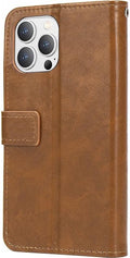 iPhone 14 Pro 6.1-inch Protection Kit Bundle - Folio Wallet Case with Tempered Glass Screen and Camera Protector (Brown) by Zerodamage Sahara Case LLC