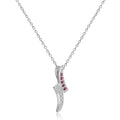 Petite Round cut Genuine Ruby Pendant Necklace with White Sapphire by Fine Color Jewels