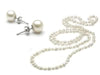 3-Piece Set: 36" White Freshwater Pearl Endless Necklace and Earrings Set