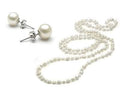 3-Piece Set: 36" White Freshwater Pearl Endless Necklace and Earrings Set by DailySale